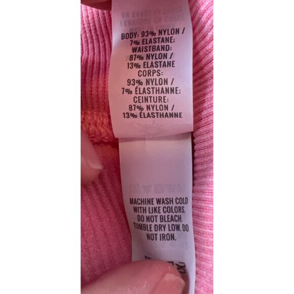 Offline By Aerie XS Ribbed Pink High-Waisted Cropped Leggings With Button Detail - Picture 4 of 9